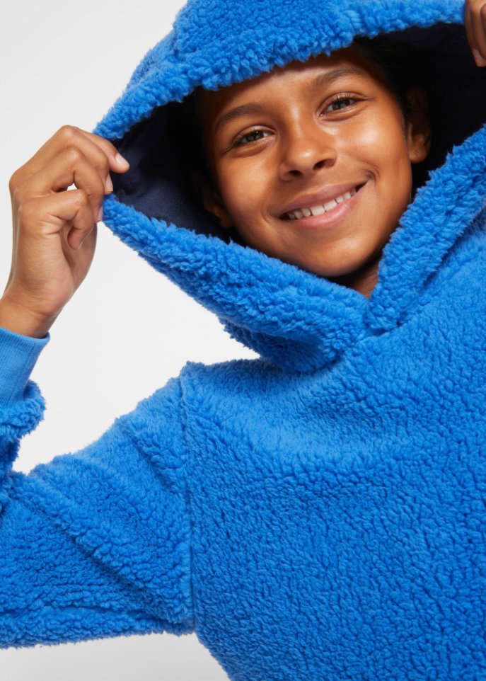 Mädchen Teddy-Fleeceshirt mit Kapuze