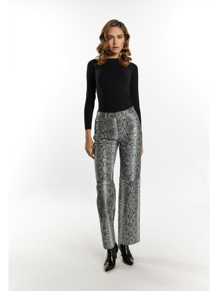 faina Lederhose in Grau Schlange günstig kaufen