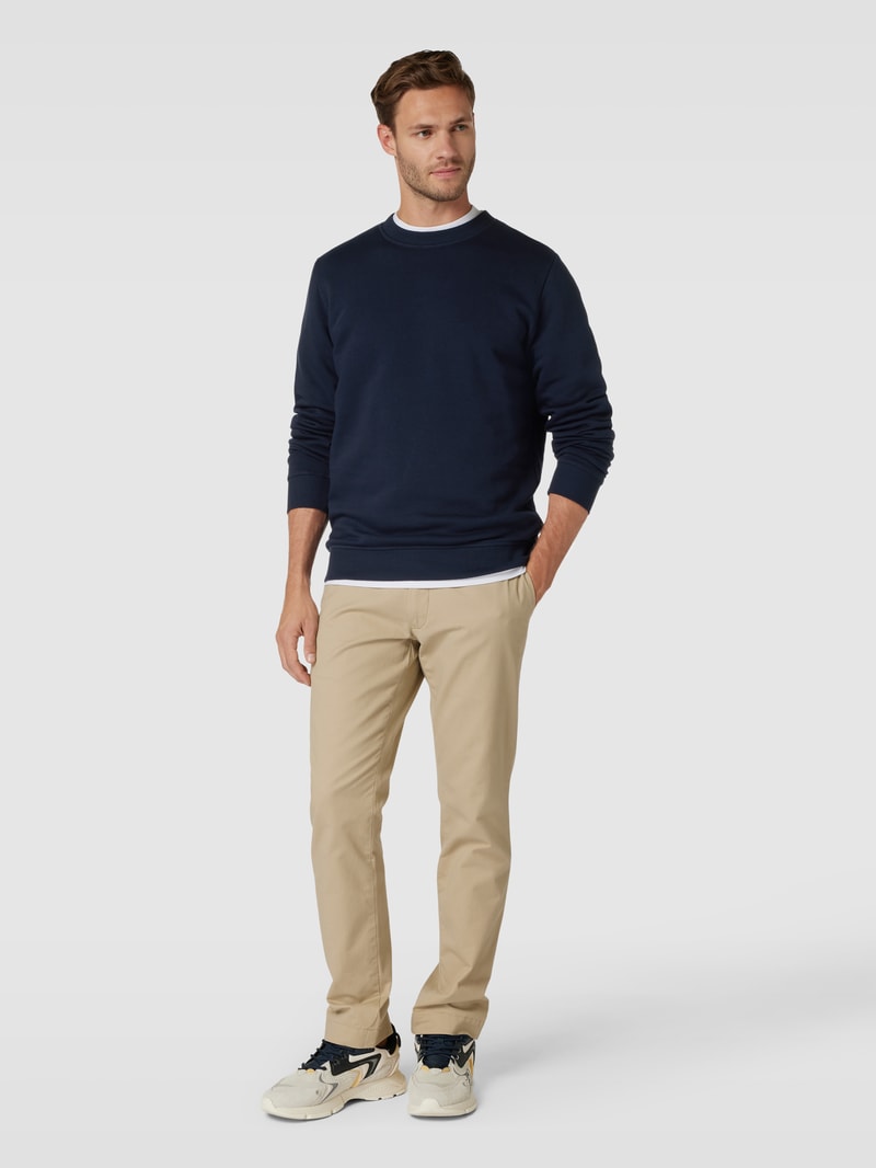 Sweatshirt mit Rundhalsausschnitt Modell 'TILO' in dunkelblau