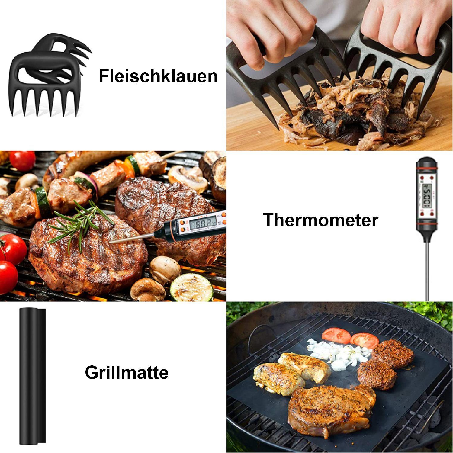 Kpaloft Grillbesteck-Set, (Set, 25 tlg), BBQ Tool Edelstahl Grillkoffer&Matte