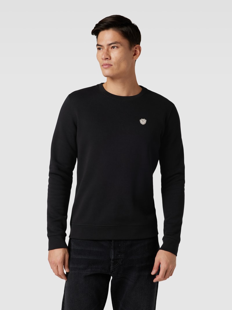 Sweatshirt mit Label-Detail Modell 'Nico' in schwarz