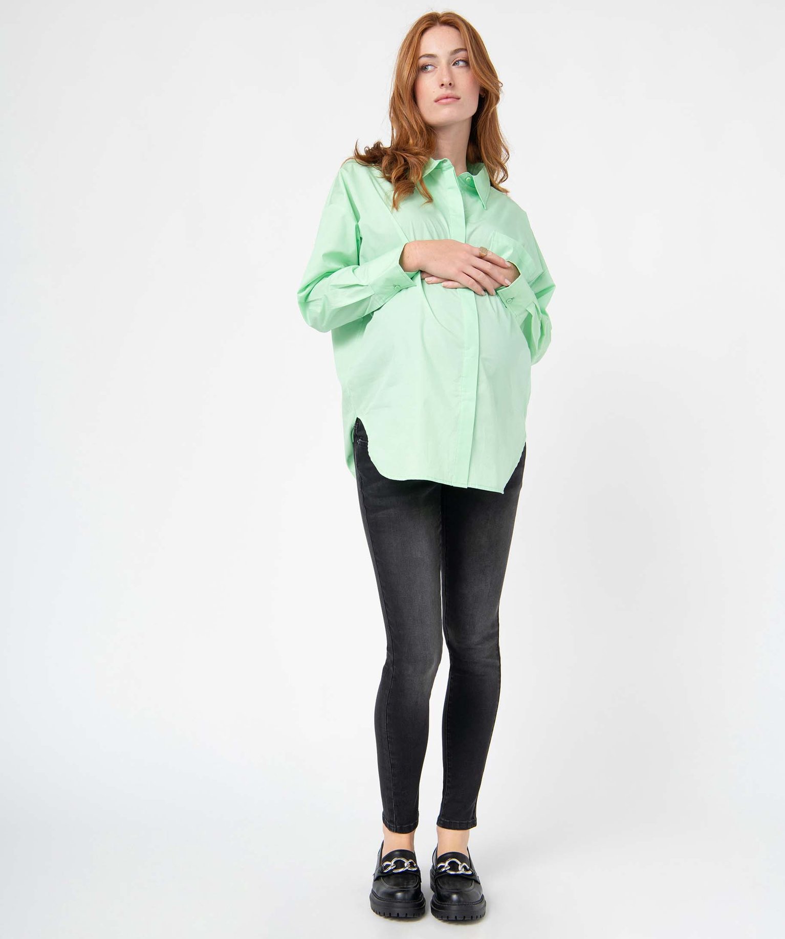 Jean de grossesse coupe Skinny avec bandeau haut noir | GEMO