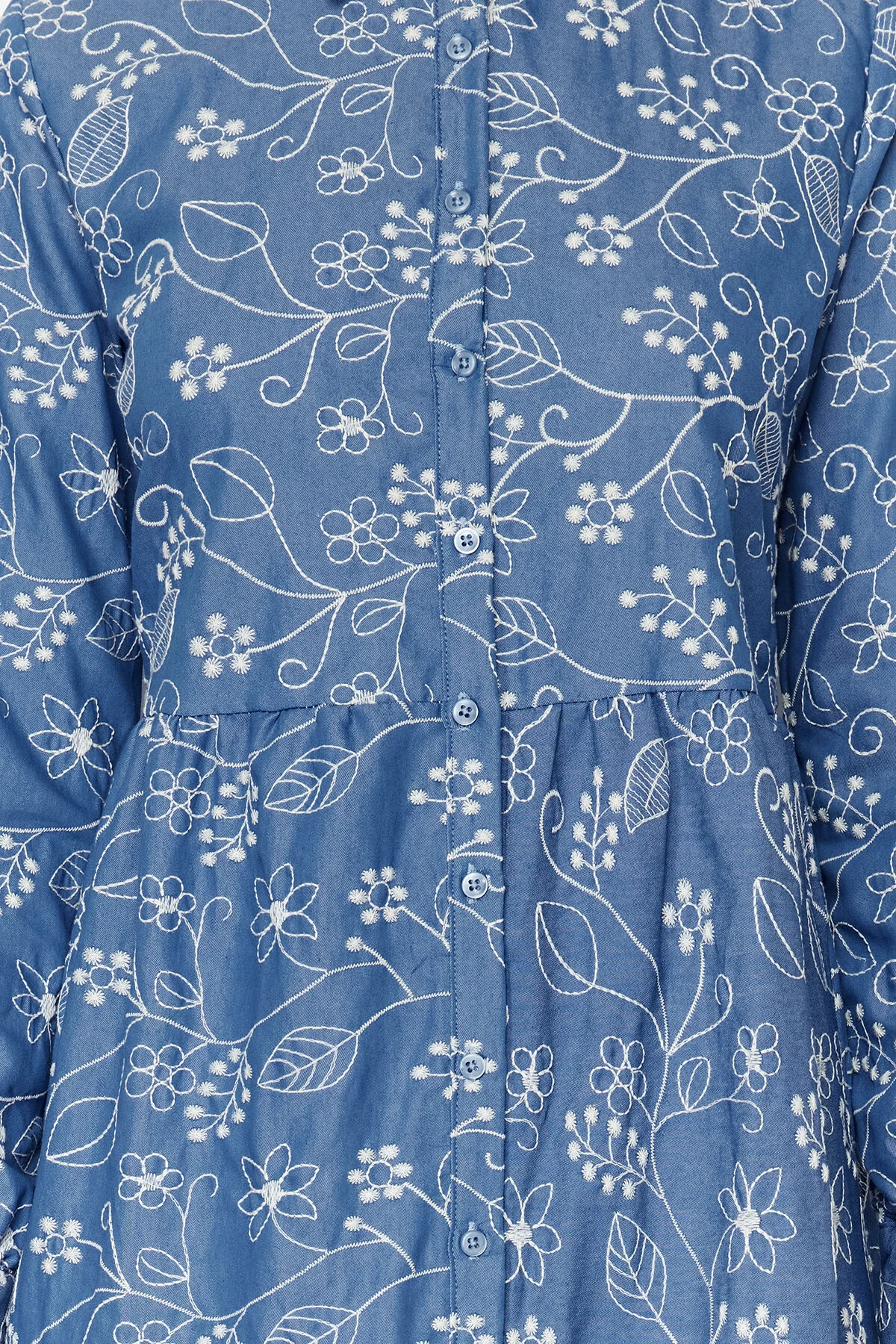 Trendyol Modest  Hemdkleid aus gewebter Indigo-Baumwolle TCTSS24EB00091