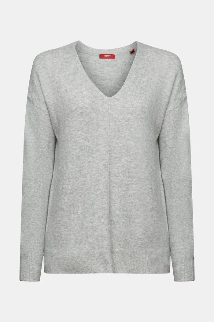 Wollmix-Pullover mit V-Ausschnitt