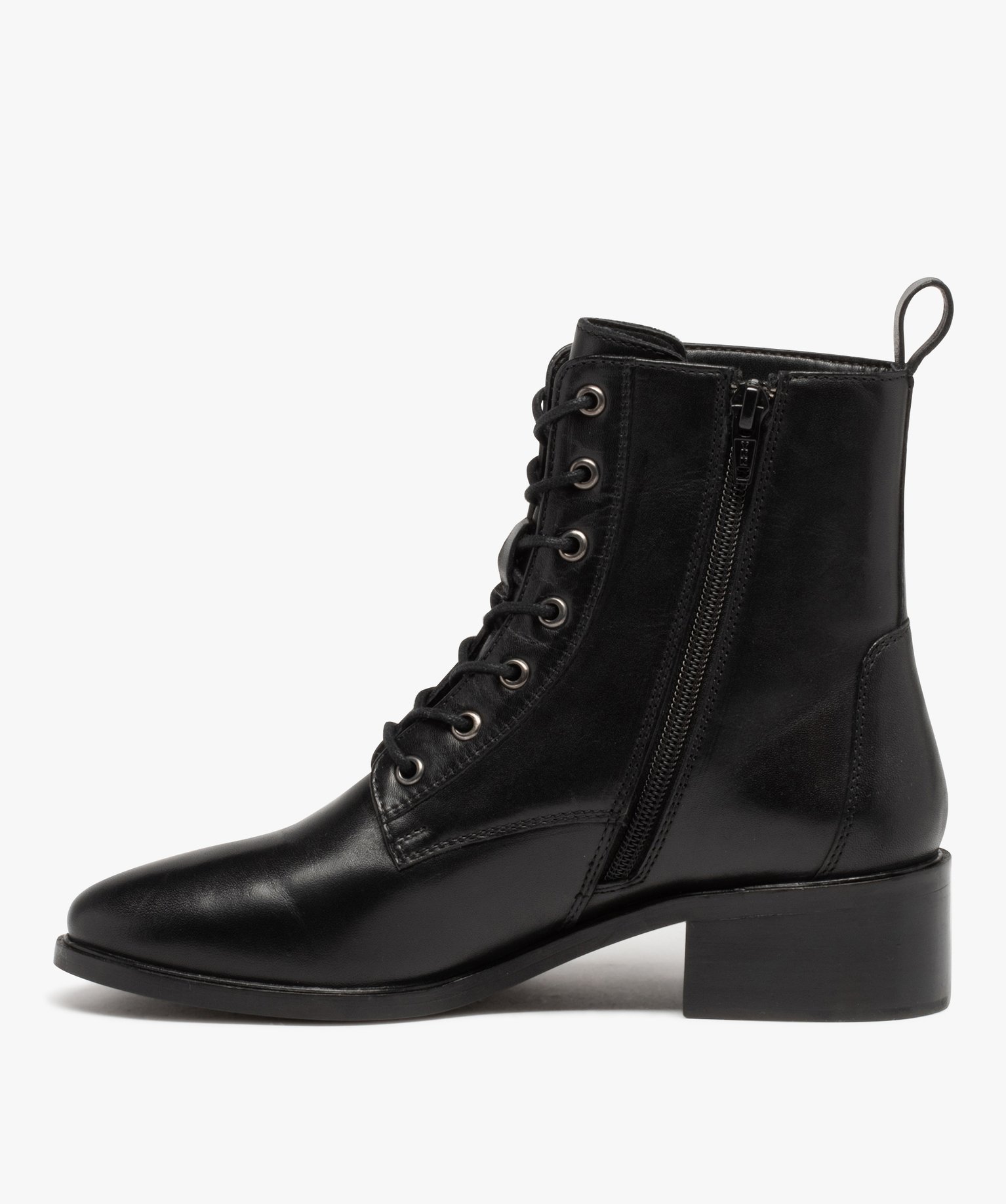 Bottines femme en cuir uni et à lacets ronds - Taneo noir | GEMO