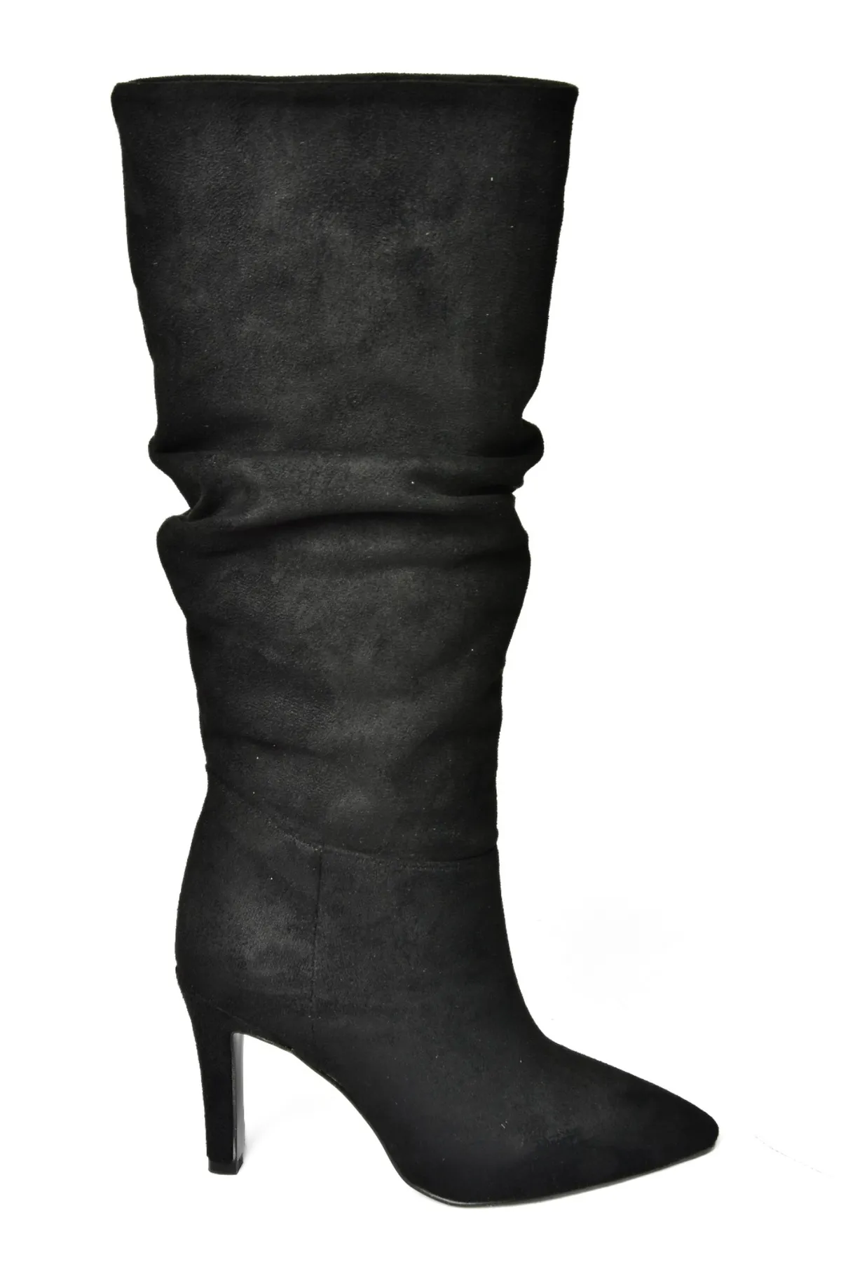 Fox Shoes  Damenstiefel aus schwarzem Wildleder mit dünnem Absatz