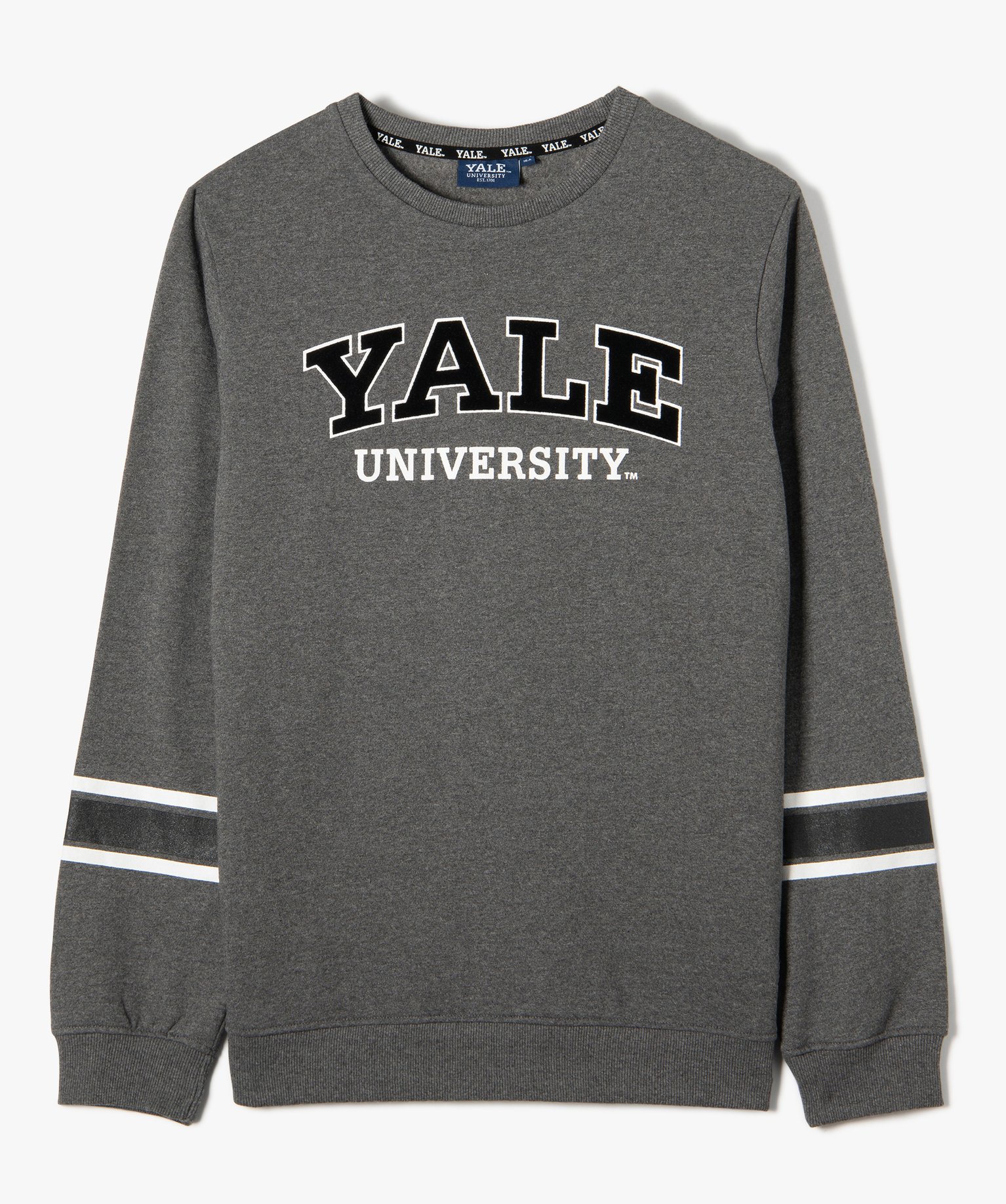 Sweat Garçon molletonné inscription velours - Yale University gris | GEMO