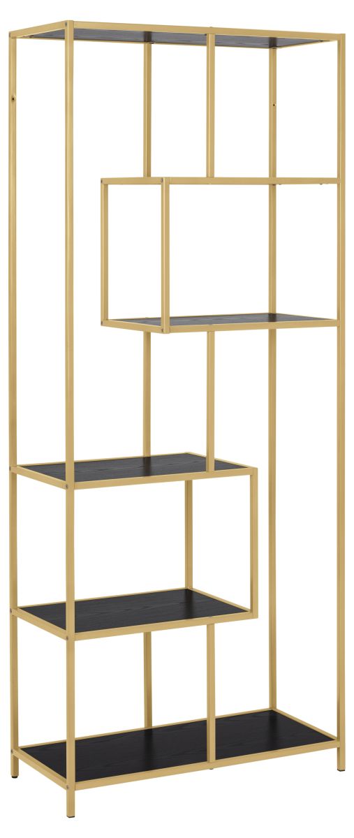 Design-Bücherregal Seaford Schwarz Gold 77 x 185 cm