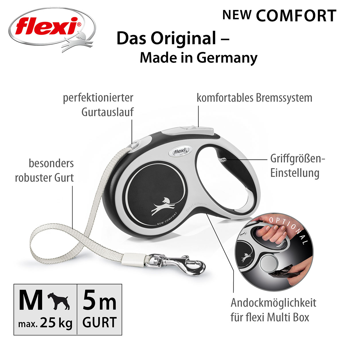 flexi New Comfort Gurtleine schwarz günstig kaufen bei ZooRoyal