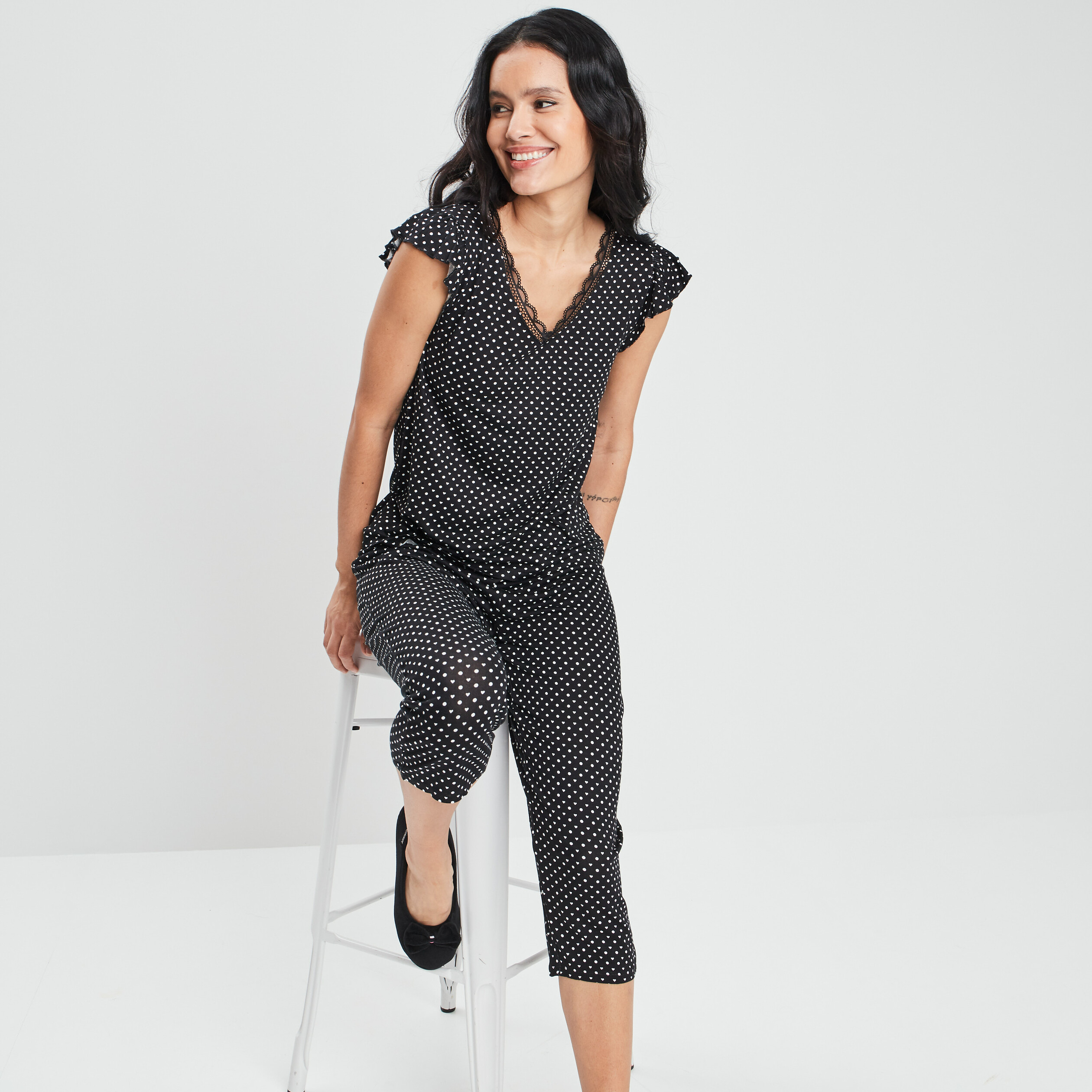 Ensemble pyjama 2 pièces noir femme | La Halle
