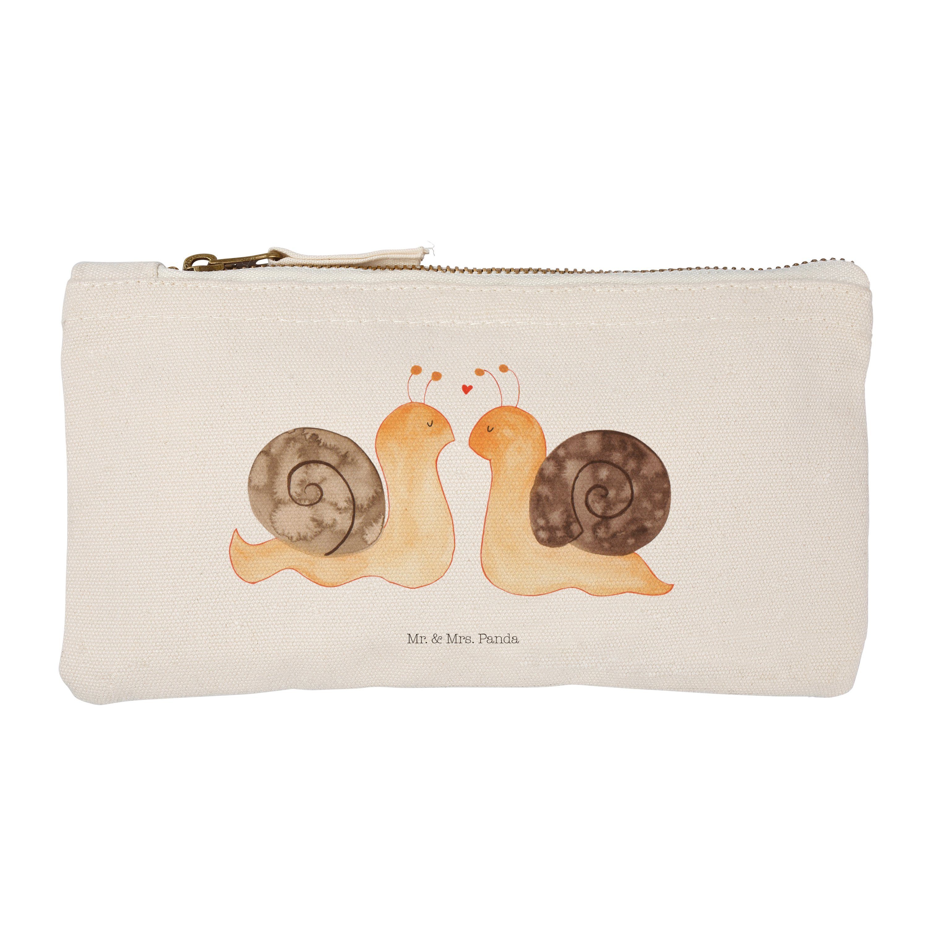 Mr. & Mrs. Panda Kosmetiktasche Schnecken Liebe - Weiß - Geschenk, Partner, Kosmetikbeutel, Jahrestag (1-tlg)