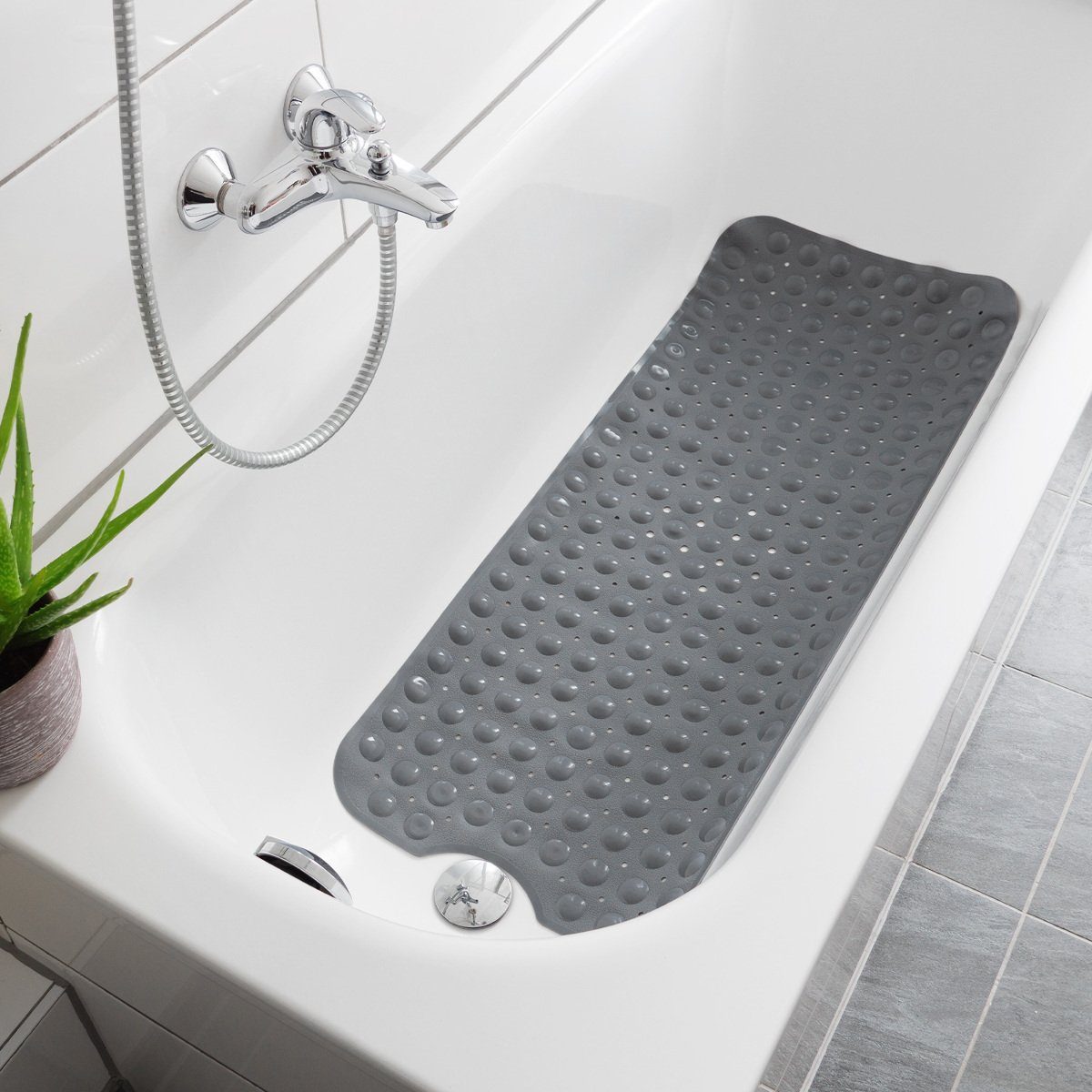 Badematte Navaris, Badewannenmatte Badewanneneinlage Antirutschmatte - 100x41cm Rutschmatte für die Wanne - rutschfeste Duschmatte mit 191 Saugnäpfen