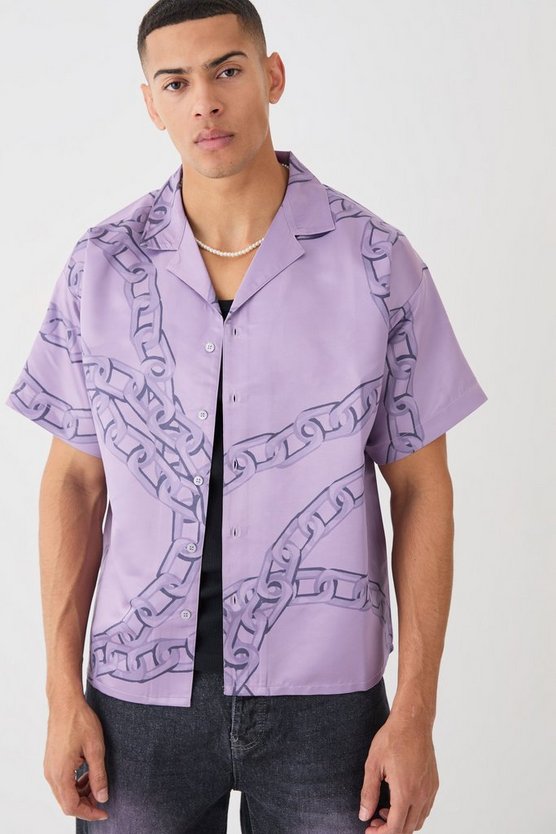 Kastiges Satin-Hemd mit Kette