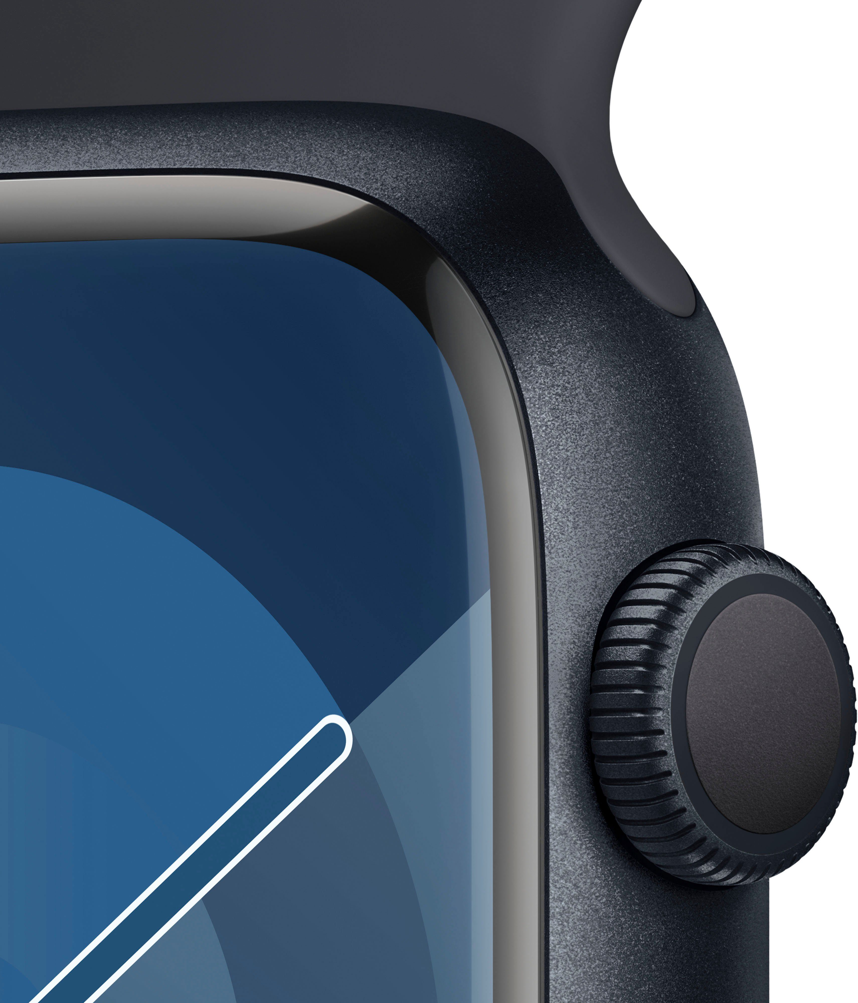 Apple Watch Series 9 GPS Aluminium 45mm M/L Smartwatch (4,5 cm/1,77 Zoll, Watch OS 10), Sport Band