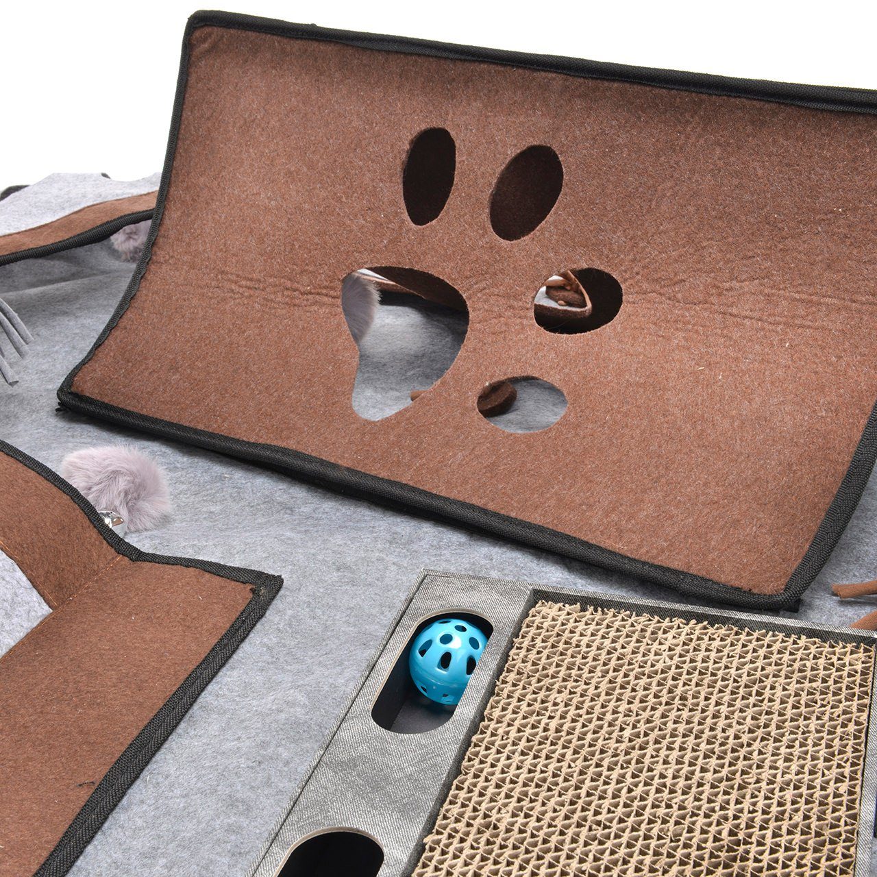 Canadian Cat Company Katzenliege ActivityTeppich COLEEN - grau/braun, Filz, Spielteppich XXL für Katzen