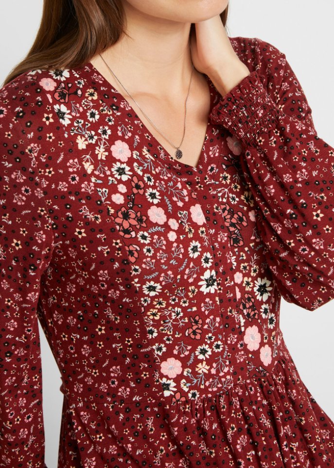 Jerseykleid aus Viskose mit Bindeband, mittellang