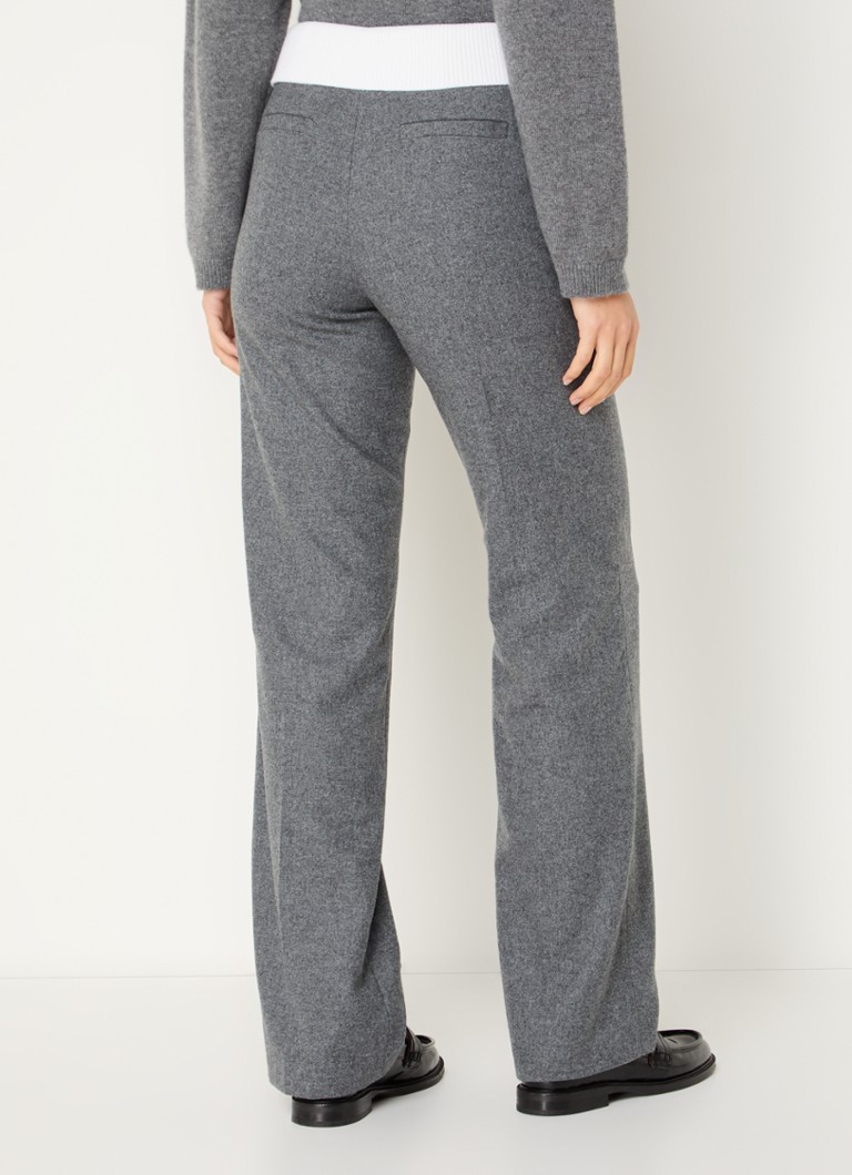 Claudie Pierlot Piwni high waist straight fit trousers in wool blend with side pockets