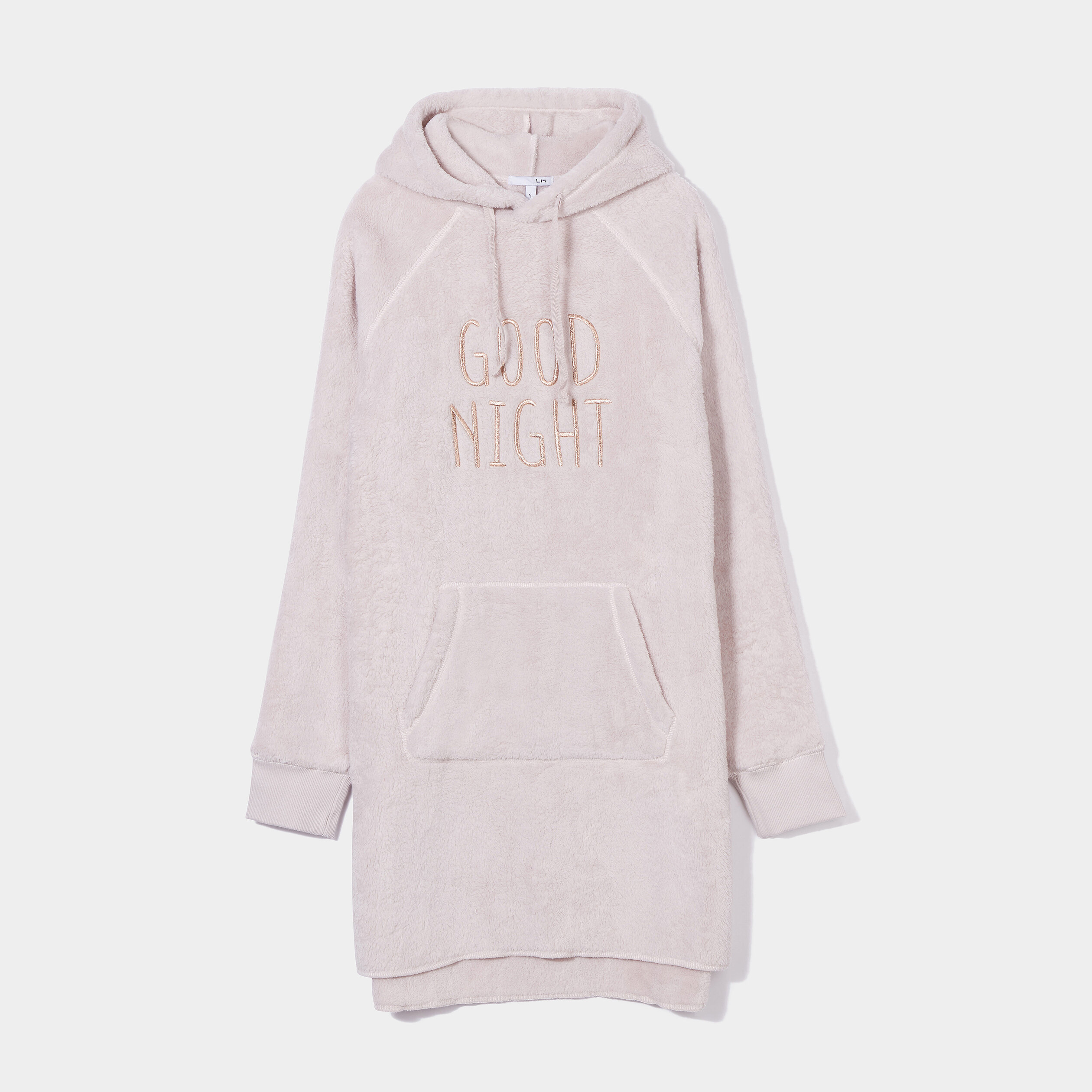 Chemise de nuit sweat pilou à capuche rose pastel femme | La Halle