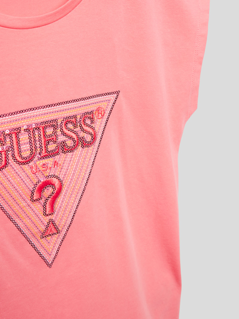 T-Shirt mit Paillettenbesatz in pink