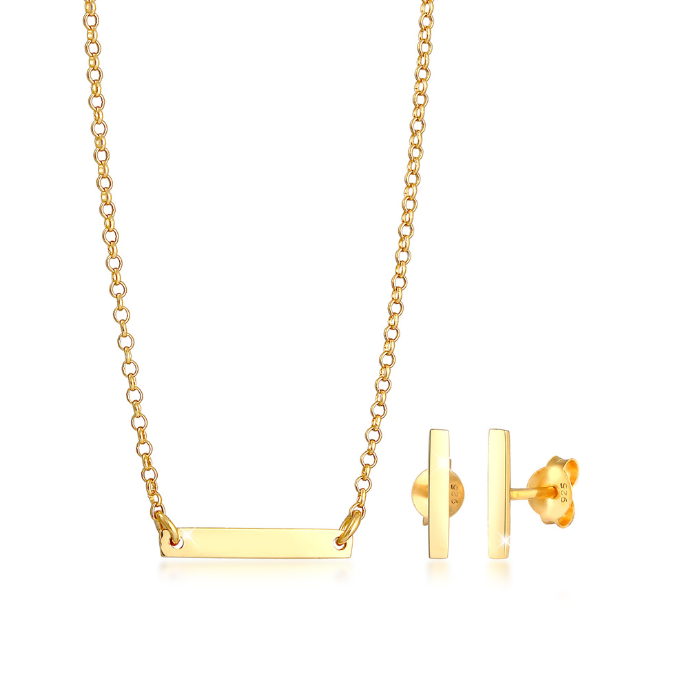 Elli Elli Ensemble de Bijoux Pendentif de bâton d'oreille pour dames Geo Look Trend Ba Bijoux