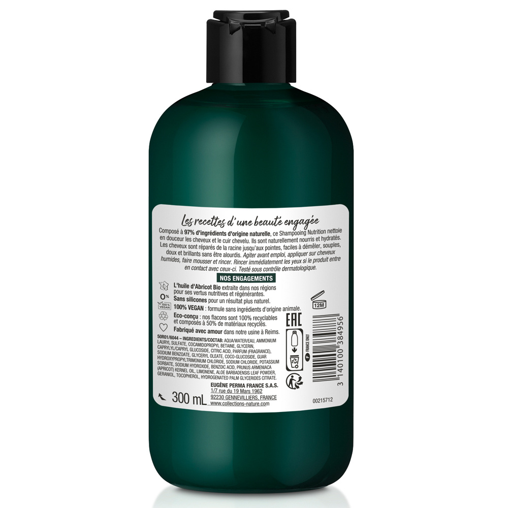 Collections Nature Shampooing Nutrition Idéal pour les cheveux secs, abimés, bouclés