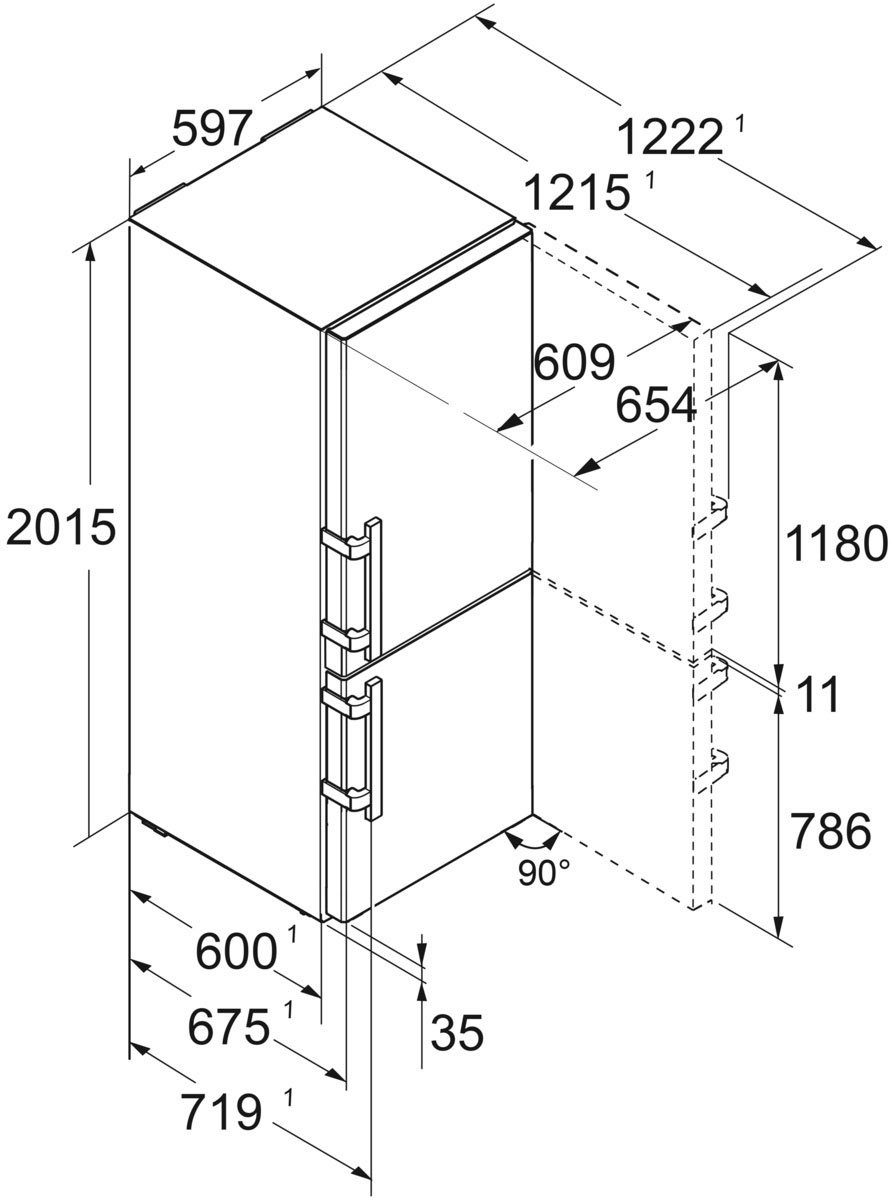 Liebherr Kühl-/Gefrierkombination CBNsdb 5753-20, 201,5 cm hoch, 59,7 cm breit, mit BioFresh und NoFrost