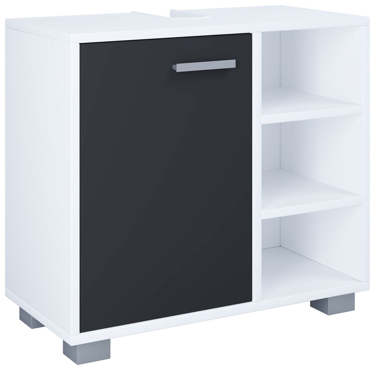 VCM Waschbeckenunterschrank mit 3 offene Fächer Zalo L Weiß/Schwarz