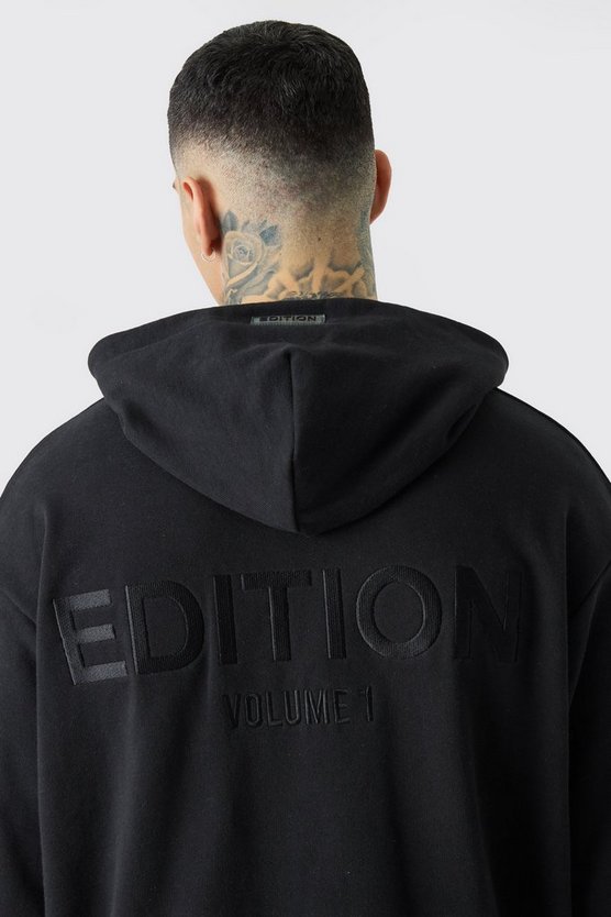 Tall kurzärmliger Oversize Hoodie mit Edition-Print