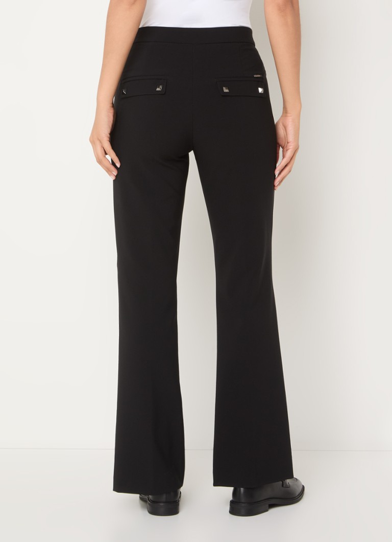 Pantalon Rosner Audrey taille haute évasé avec couture décorative