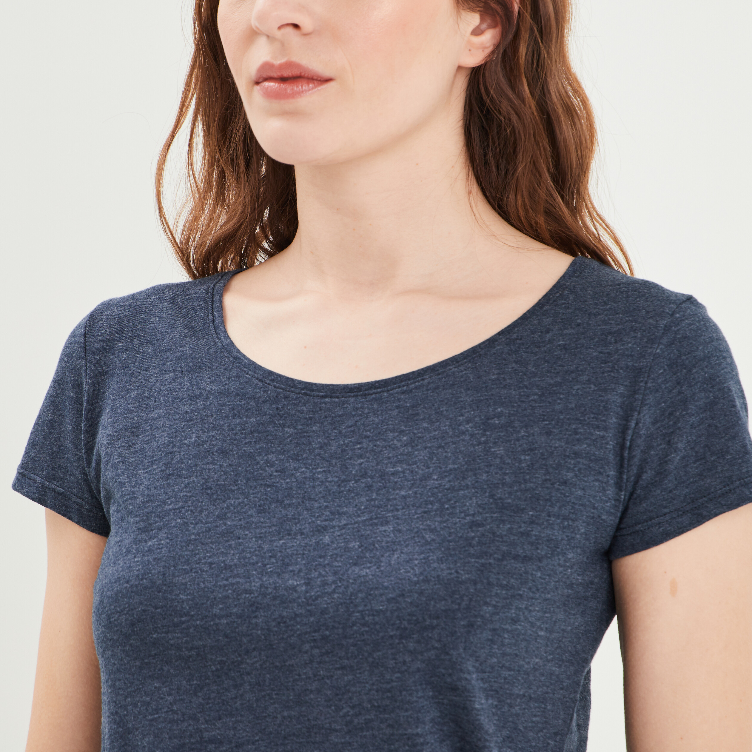 T-shirt manches courtes col rond bleu marine femme | La Halle