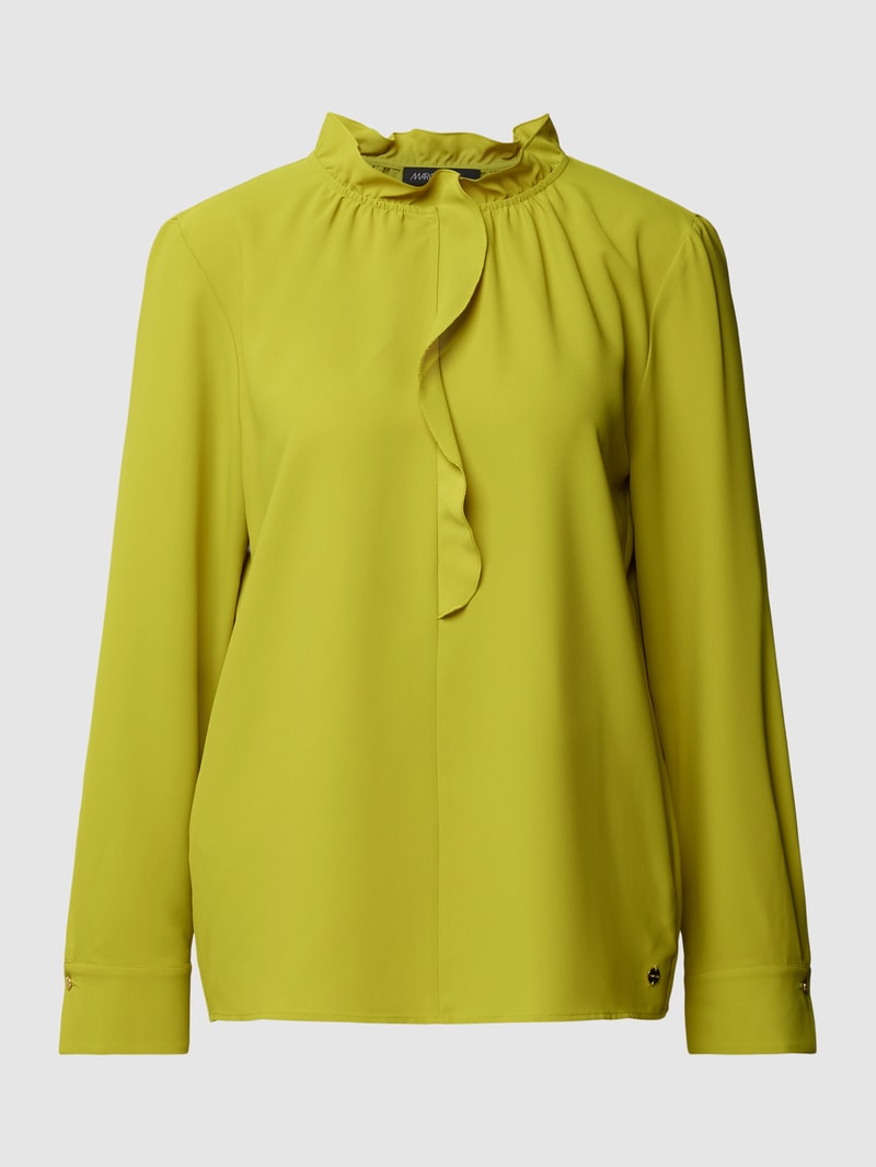 Bluse mit Volants in apfelgrün