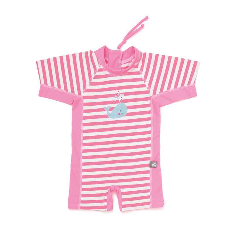 Combinaison anti-UV rayée rose 6 mois