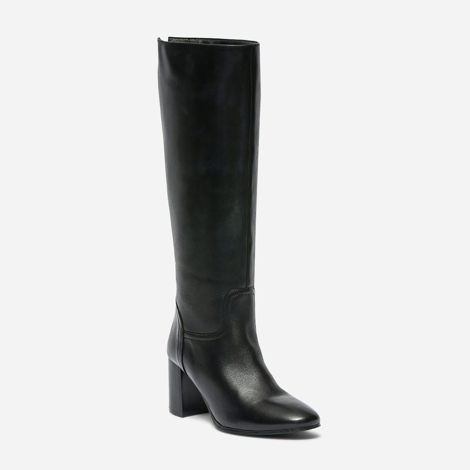 Botte noire en cuir à talon