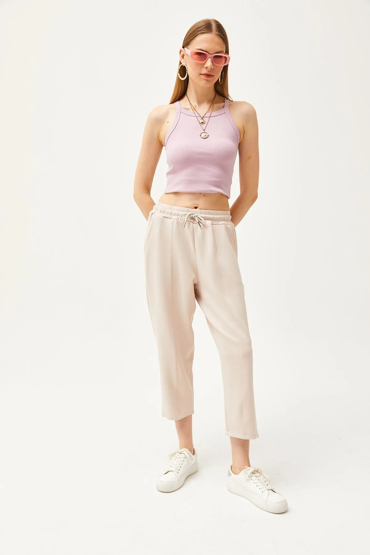 Olalook  Damen-Jogginghose aus Modal mit Pudertaschen und detaillierten, weichen, strukturierten Nähten EŞF-00000069