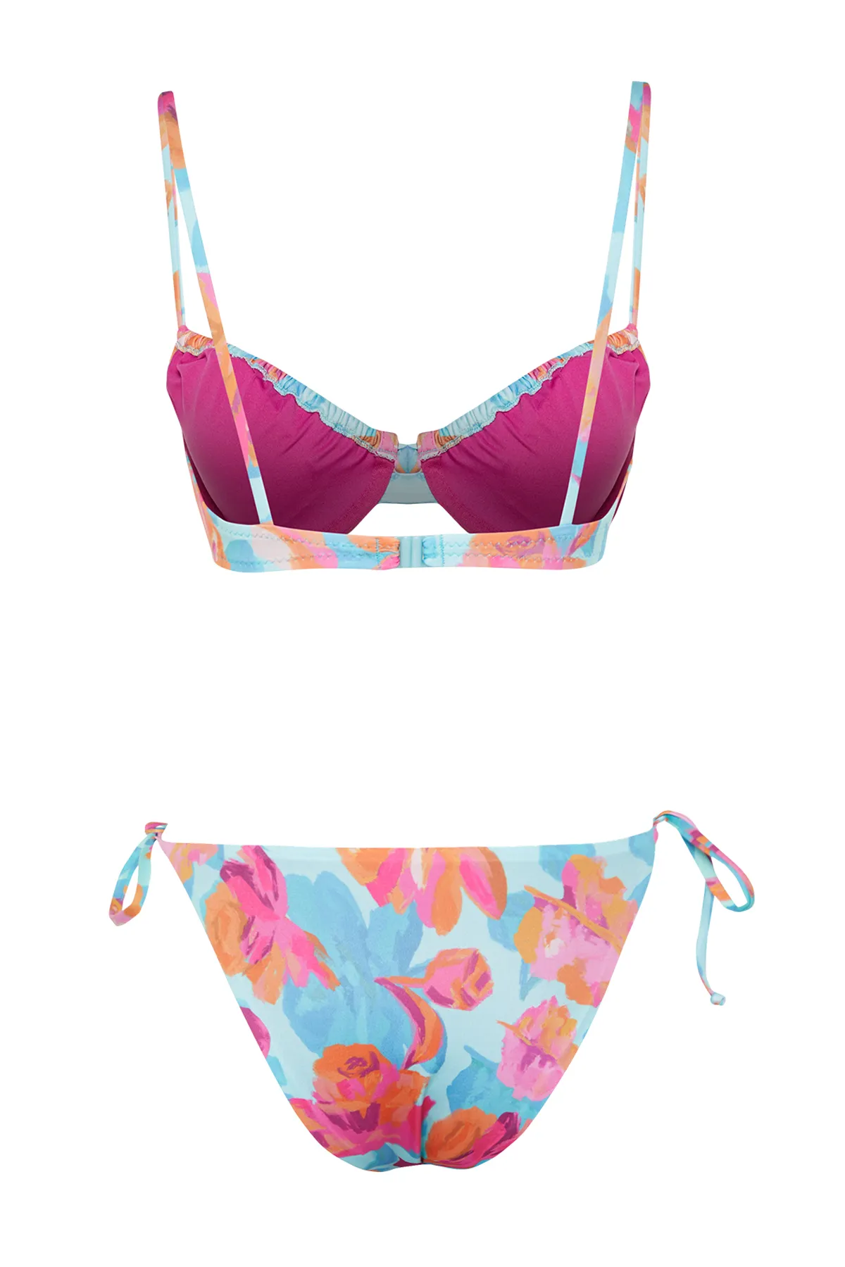 Trendyol Collection  Bikini-Set „Balcony Tunnel Regular“ mit Blumenmuster TBESS24BT00102