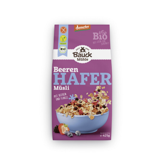 Bauckhof Bio Hafer Müsli Beeren glutenfrei 425G