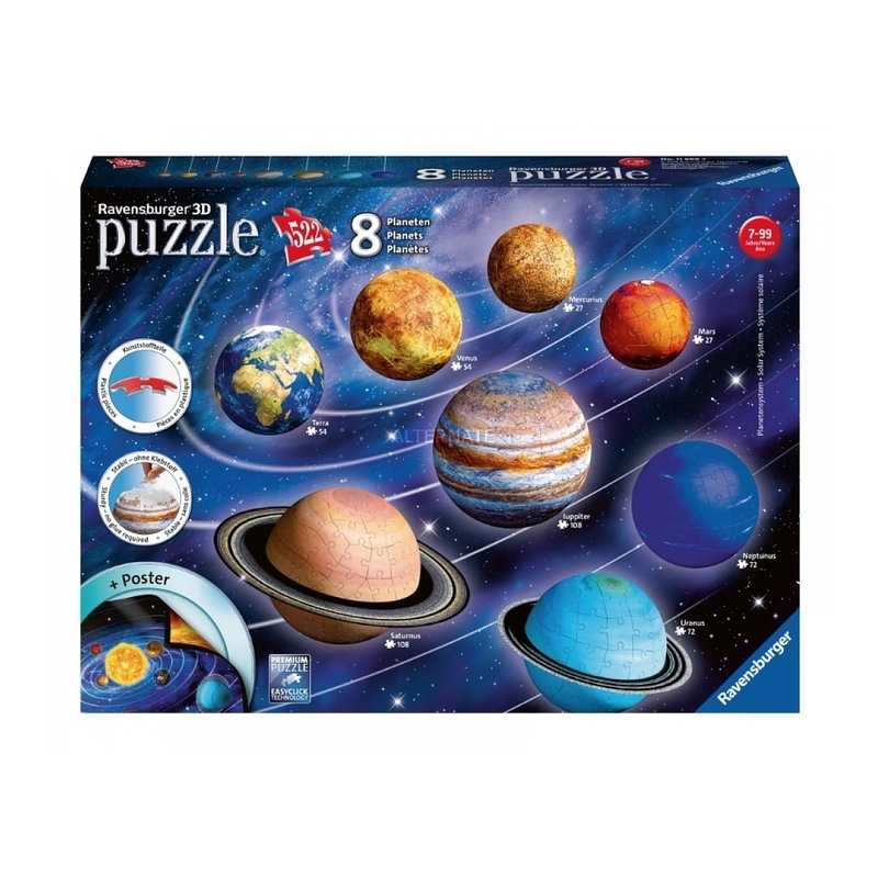 8 Puzzles 3D rond système solaire