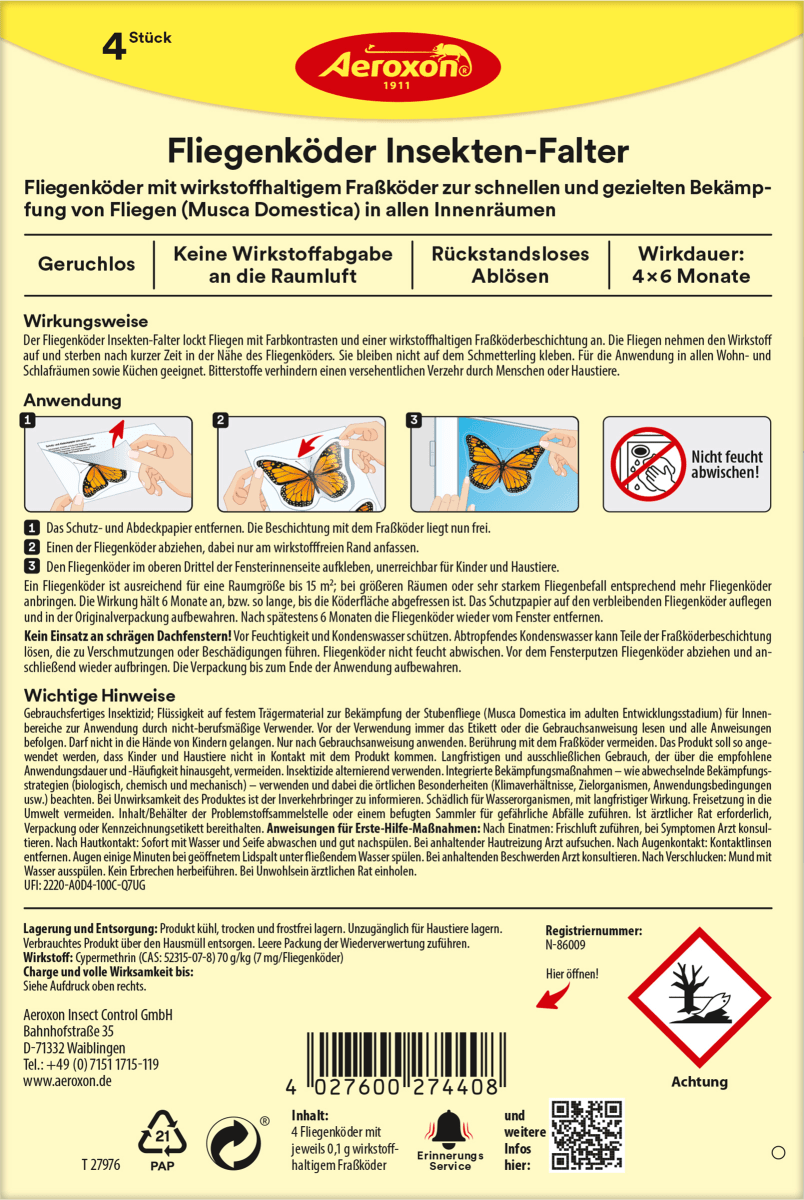 Fliegenköder Insekten-Falter, 4 St