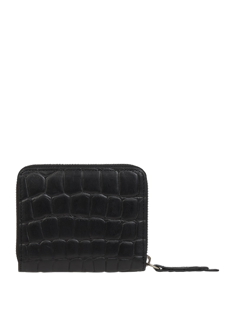 Portemonnaie aus Leder mit Label-Detail Modell 'Conny' in schwarz