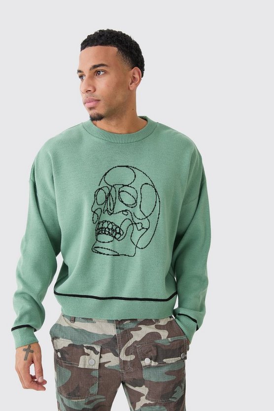 Kastiger Oversize Pullover mit Kontrast-Naht