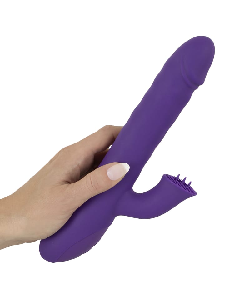 Sweet Smile Stoßvibrator mit Klitorisreizer Thrusting & Rotating Pearl Vibrator in lila günstig kaufen 24 cm