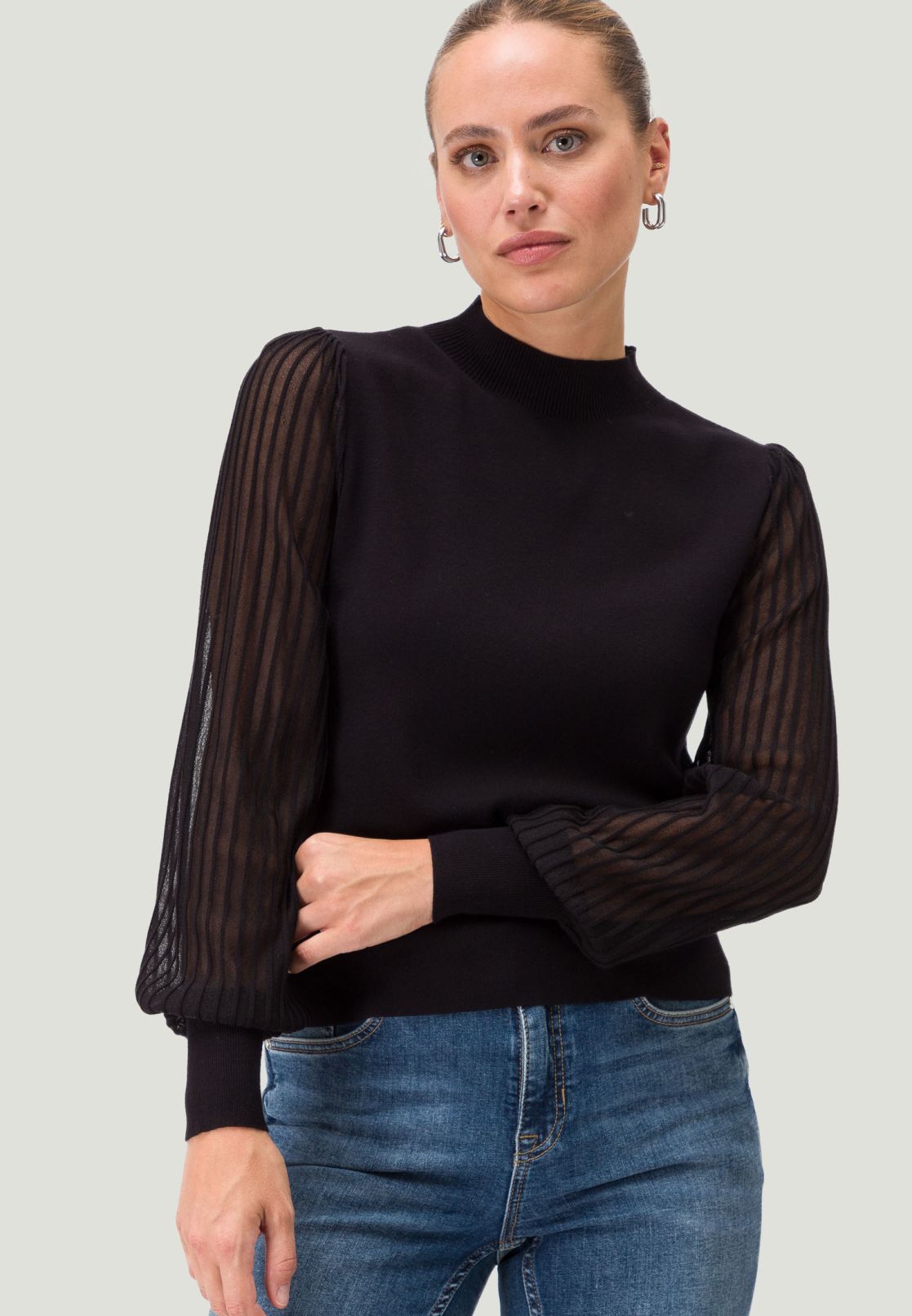 Rollkragenshirt transparente Ärmel
