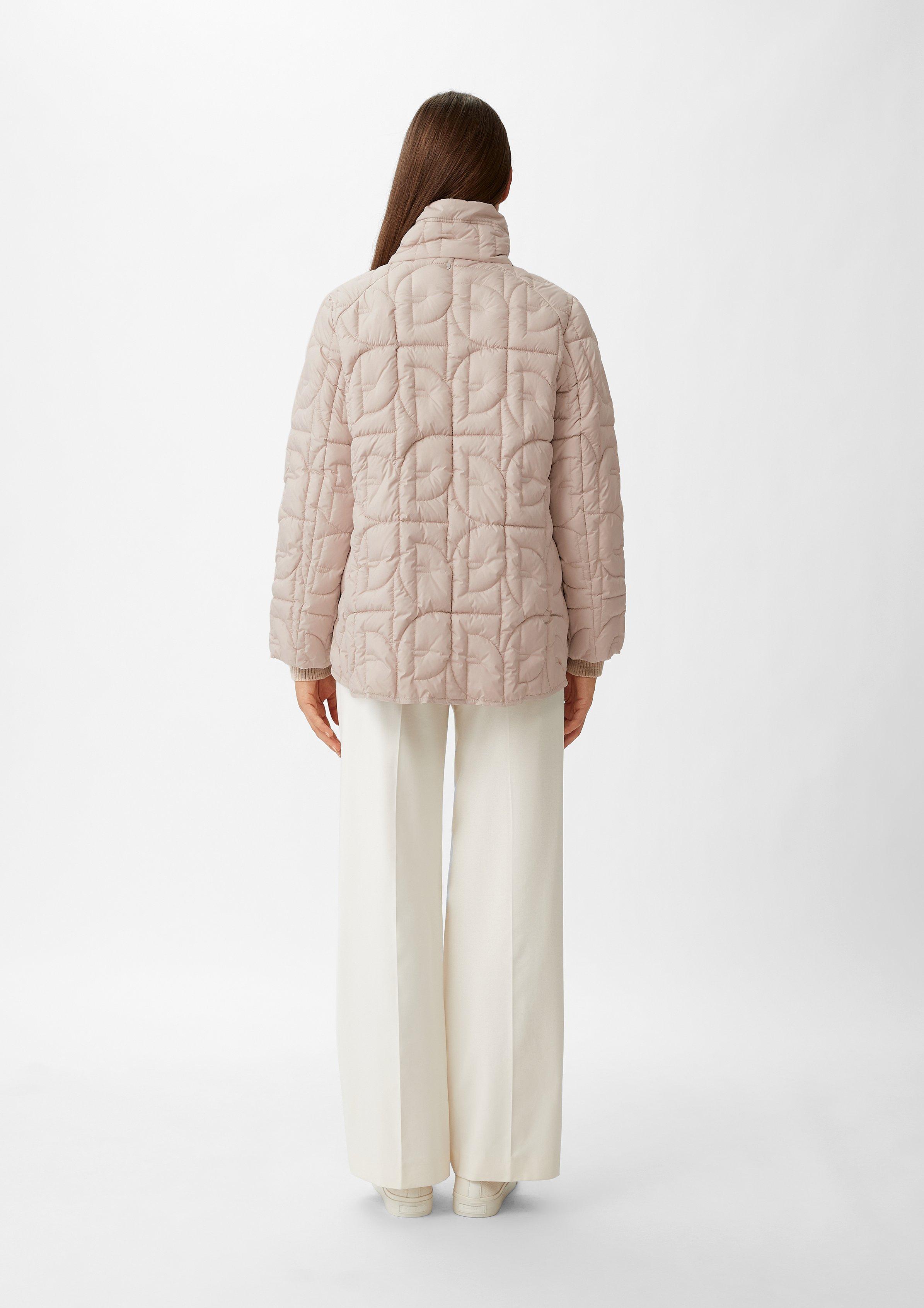 Logo-Steppjacke mit Stehkragen - beige