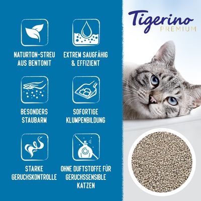 Tigerino Premium Katzenstreu – Sensitive (parfümfrei)