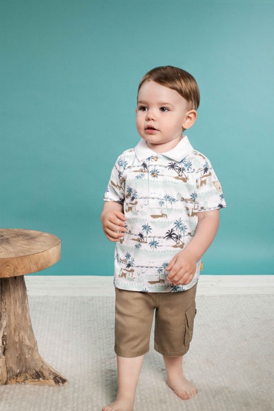 Poloshirt kurzarm, weiß für Jungs