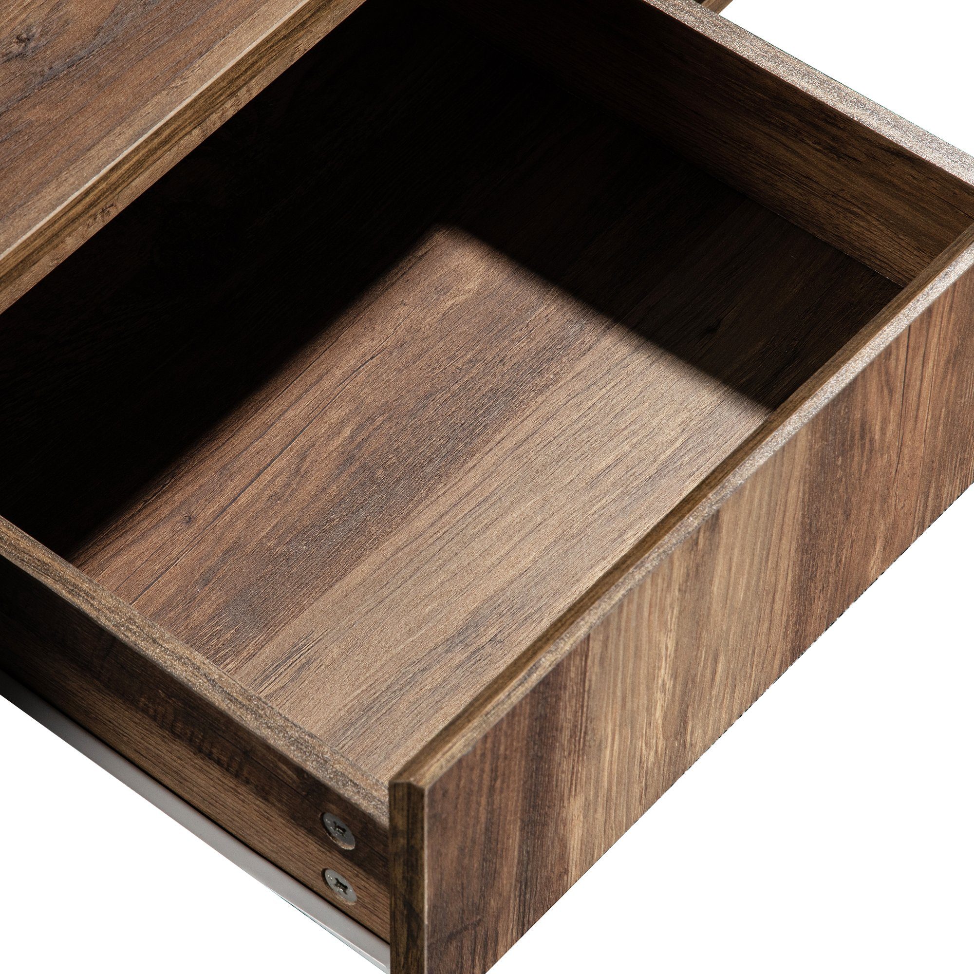 PFCTART Couchtisch Holzmaserun Couchtisch,Heckstaufach, doppelseitiger Stauraum