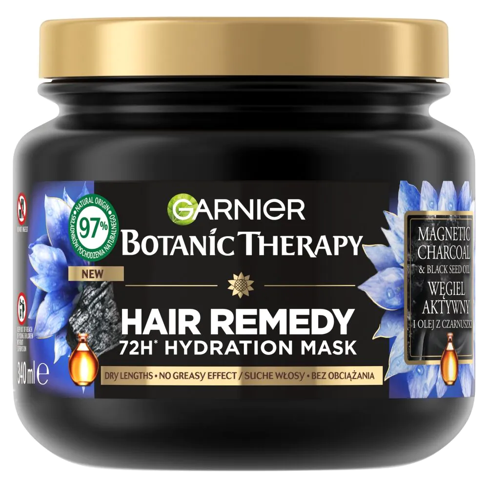 Garnier Botanic Therapy plaukų kaukė su aktyvuota anglimi ir juodųjų kmynų aliejumi