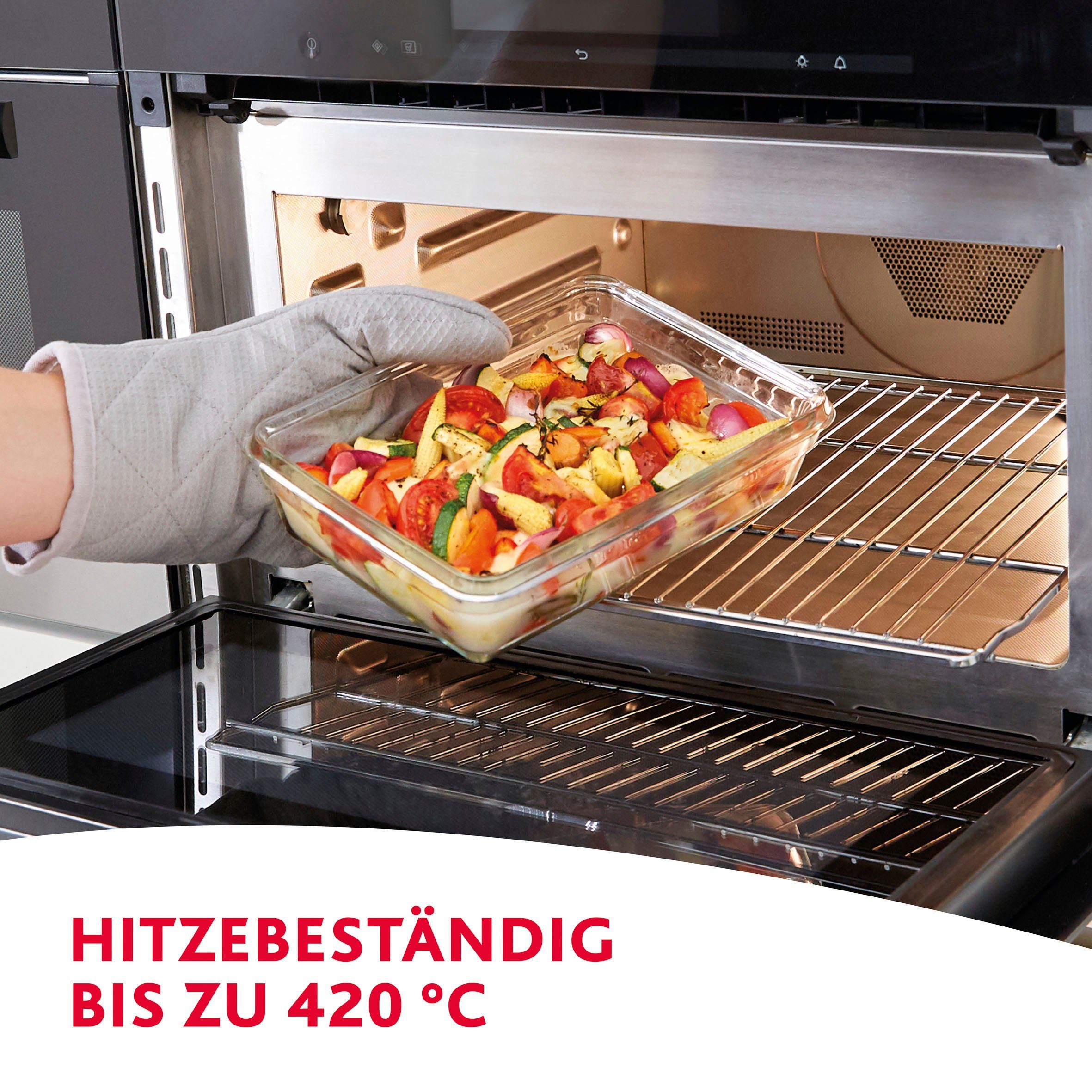 Emsa Frischhaltedose Clip & Close Glas, Glas, Kunststoff, (1-tlg), 3L, stapelbar, gefrier-, backofen-, mikrowellen- und spülmaschinenfest