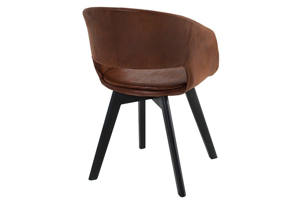 riess-ambiente Polsterstuhl NORDIC STAR antik braun / schwarz (Einzelartikel, 1 St), Esszimmer · Microfaser · Holz · mit Armlehne · Küche · Retro