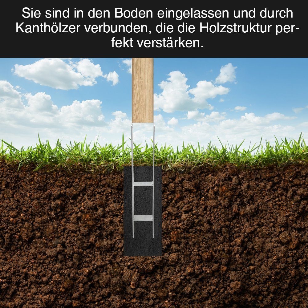 Gimisgu Pfostenträger H-Anker Pfostenträger Pfostenanker Einschlagbodenhülse 600MM MINI